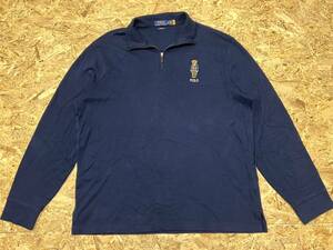 ポロ ラルフローレン　ハーフジップスウェット◆XL-XXL◆超美品◆ポロベアー◆POLO RALPH LAUREN◆トレーナー◆USA購入