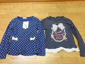 n401y　130サイズ　２着　ロンT　長袖Tシャツ　POPS LEMON他　子供服　女の子　キッズ　子ども　中古