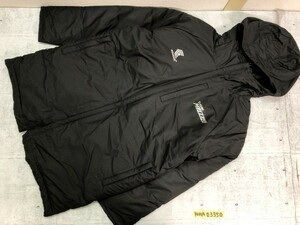 ACUORE ロゴプリント ポリエステル 中綿入り フード付き 防寒 ジャケット ベンチコート 黒 ブラック L