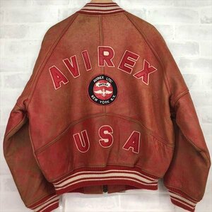 AVIREX アヴィレックス 90's オールレザー フライトジャケット SIZE: S オレンジレッド MH632024013002