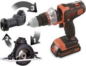 BLACK+DECKER EVO183C1 電動マルチ ツールキット 18V バッテリー 2個付属 工具 丸ノコ ジグソー ドリルドライバー マルチのこぎり 未使用 B