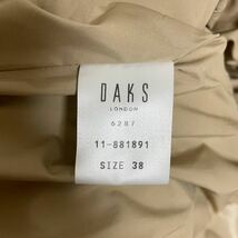 即決★DAKS ダックス ロング ダウン コート フェザー 38 美品 M チェック フード ベージュ _画像9