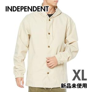 INDEPENDENT インディペンデント フーデッド ウインドブレーカー XL ベージュ 撥水 防風