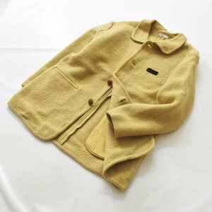 ★レアデザイン パパス Papas シャギーウール ブランケット ジャケット イエロー★メンズ コート 古着 お洒落 ハーフ丈 カバーオール★