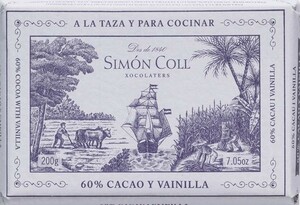 Simon Coll バニラ風味 カカオ60%ホットチョコレート 200gx2枚