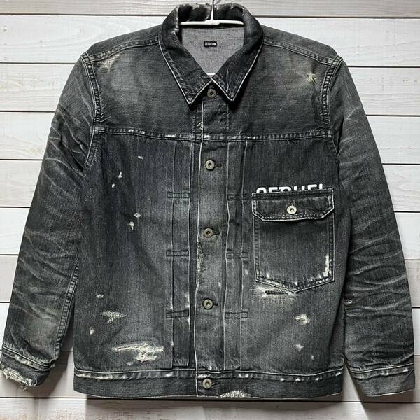 SIZE M SEQUEL DAMAGE DENIM JACKET BLACK FRAGMENTDESIGN FRAGMENT シークエル ダメージ デニム ジャケット フラグメント Gジャン