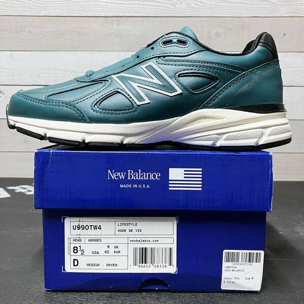 26.5cm NEW BALANCE U990 V4 TW4 VINTAGE TEAL MADE IN USA 990 LEATHER ニューバランス アメリカ製 ヴィンテージ ティール