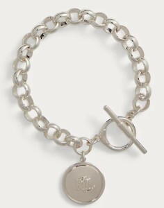 2024最新♪　直営　日本未発売　LAUREN RALPH LAUREN ラルフローレン Silver-Tone Logo Charm Flex Bracelet　本物をお届け♪