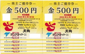 ＊テンアライド（天狗）　株主優待券　 ５,０００円分（５００円券x１０枚)有効期限２０２４年６月３０日まで