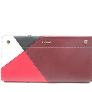 Furla フルラ 長財布 L字ファスナー 二つ折り長財布 赤系 マルチカラー