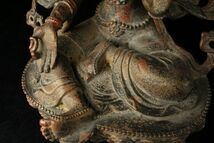 【LIG】時代チベット密教 銅製 緑多羅菩薩像 29.5㎝ グリーンターラ 時代古玩 コレクター収蔵品 [.WW]24.1_画像8