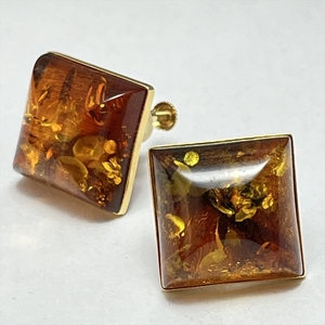 * amber amber K18 earrings gross weight 5.8g *