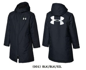 UNDER ARMOUR ベンチコート ジュニア 黒 ブラック YLG アンダーアーマー ロングコート 撥水加工 L 150 アウター 中綿 キッズ 1305902-001