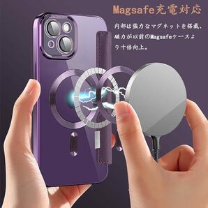 ◆iPhone 15 plus用 ケース 手帳型 Magsafe対応 クリア 背面 透明 高級なPUレザー 永久磁石 マグネット スマホケース カード収納 カバーの画像3