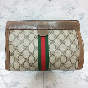 【美品/希少】OLD GUCCI オールドグッチ ヴィンテージ ミニクラッチバッグ セカンドバッグ バニティバッグ シェリーライン PVCレザーの画像2