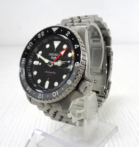 1円～！ SEIKO 5 SPORT セイコー5 スポーツ SKX Sports Style 自動巻き SBSC001 4R34-00A0 メカニカル 回転ベゼル 黒文字盤 GMT 腕時計