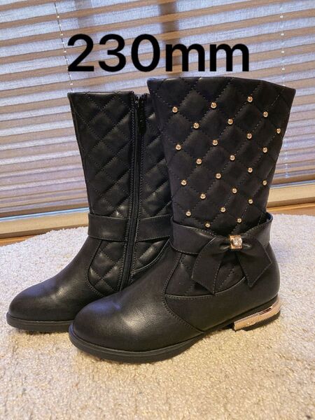 ブーツ 23cm 女の子 ブラック 黒 ABCキッズ