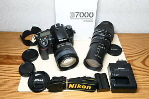 Nikon D7000 レンズ２本 Nikon AF-S 18-70mm SIGMA望遠AF 70-300mm 充電池 充電器 ストラップ 取扱説明書