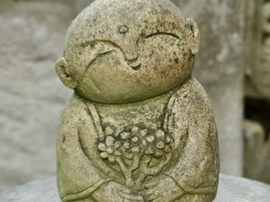 花地蔵様の石像h21cm お地蔵さん　祠地蔵　地蔵菩薩　石仏　仏像 0123
