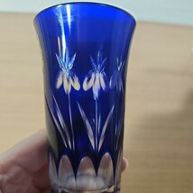 江戸切子 切子グラス 青 切子 伝統工芸 グラス ロックグラス　昭和レトロ　アンティーク　コレクション　5点セット_画像3