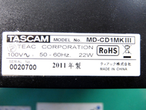 ★01 完動美品 MD稼働時間極少 TASCAM MD-CD1MK3 現行品2011年製 業務用MDLP/CD複合機 取説/電源コード/新品MD2個付 ★_画像9