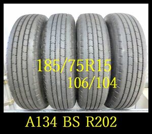 【A134】K5501124送料無料・代引き可 店頭受取可 2022年製造 約9部山 ◆BS R202◆185/75R15 106/104LT◆4本