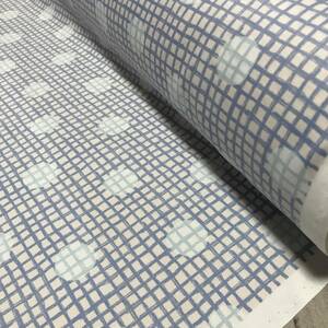 日本製　3m　Plaid Pattern　ドット柄　パステルブルー　オックス　生地　ハギレ