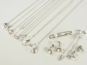 MIKIMOTO 田崎真珠 SILVER ペンダント ネックレス タイピン カフス 等 13点 まとめて ミキモト タサキ パール シルバー アクセサリー