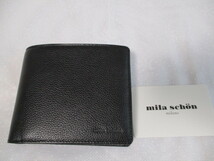新品【mila schon】ミラショーン 二つ折り財布 札入れ(ブラック) _画像1