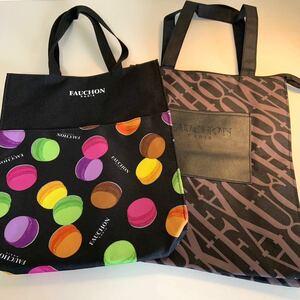 未使用 FAUCHON フォション トートバッグ 2点セット 高島屋 オリジナル 非売品 かばん エコバッグ ロゴ柄 マカロン柄