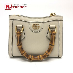 GUCCI グッチ 655661 ダイアナ バンブー 2WAY カバン GGマーモント ショルダーバッグ ホワイト レディース【中古】