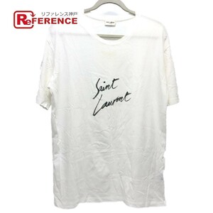SAINT LAURENT PARIS サンローランパリ 480406 ロゴ プリント 半袖Ｔシャツ ホワイト メンズ【中古】