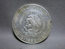 メキシコ【1955年 ミゲル・イダルゴ 10ペソ 銀貨 シルバー silver 900 重量約28.9ｇ】MEXICO 古銭_画像3