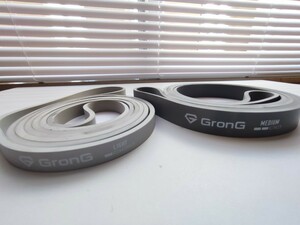 GronG グロング トレーニングチューブ　ゴム　筋トレ　バンドタイプ　ライト／ミディアム　負荷別　2本セット