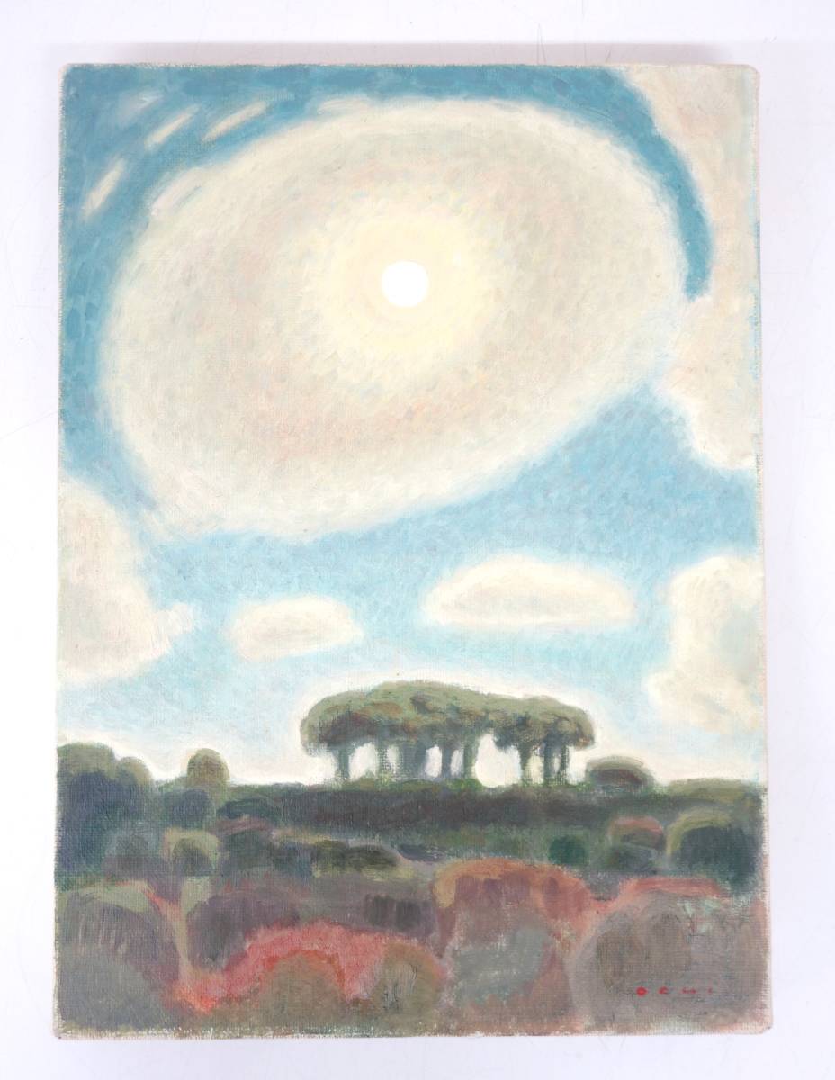 Art moderne *Peinture à l'huile Authenticité garantie *Titre de l'œuvre Pleine Lune *Auteur Kikuharu Ochi 1988 *F4 *Cadre de haute qualité de style antique, peinture, peinture à l'huile, Nature, Peinture de paysage