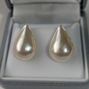 AB286 K18WGmabe pearl tears Drop sea water earrings 