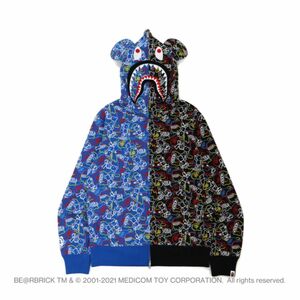 新品MEDICOM TOY CAMO BE@R SHARK ジップアップパーカー