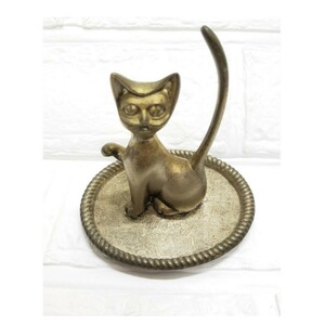 海外 アンティーク ヴィンテージ ネコ 猫 キャット 可愛い アクセサリースタンド ヴィンテージゴールド 置物 飾り インテリア 