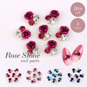  Nailparts rose rose 10 piece entering all 4 color deco rhinestone decoration pretty stylish .. Korea hand made ..