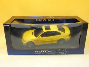 【ミニカー】オートアート　1/18　BMW M3 COUPE イエロー　AUTOart　※箱難あり【ジャンク扱い】J5 H2382