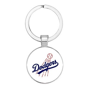 新品　MLB　ロサンゼルス・ドジャース　野球　キーホルダー　キーリング　LA　ホワイト　ロゴ　金属　印刷