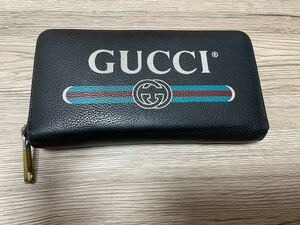 GUCCI グッチ ラウンドファスナー長財布 ヴィンテージ　ロゴ