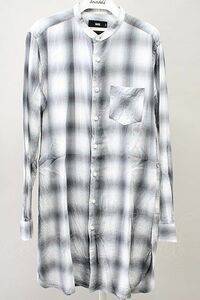 【SALE】HARE シャツ.バンドカラーオンブレチェックロング /Lグレー/S T-22-01-27-007-HA-sh-NA-ZT241