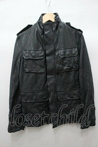 【SALE】attack the mind 7 ジャケット.wash leather oxhide SAFARI　レザー /ブラック/3 O-22-01-31-023-at-ja-YM-ZT-M130