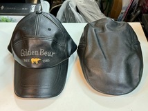 Golden Bear ゴールデンベア キャップ 帽子 黒（57cm〜59cm） ハンチング 帽子 黒（58cm） メンズ 羊革 2点セット 程度良です_画像2