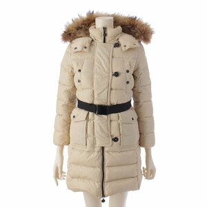 【モンクレール】Moncler　12年 キッズ GENEVRIER Type ファーフード ベルト ダウンコート アイボリー 140cm 【中古】【正規品保証】197737