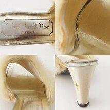 【ディオール】DIOR　ミンクファー レザー ヒール サンダル ミュール ゴールド×ベージュ 4 1/2 【中古】【正規品保証】198545_画像7