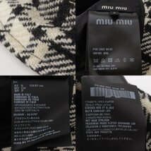 【ミュウミュウ】Miu Miu　22年 ウール チェック ロゴ刺繍 バケットハット 5HC196 2F6L ブラック×ホワイト S 【中古】199019_画像7