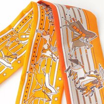 【エルメス】Hermes　ツイリー Pani La Shar Pawnee パウニー族の首長 スカーフ オレンジ 【中古】【正規品保証】196962_画像4