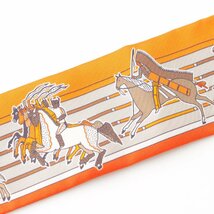 【エルメス】Hermes　ツイリー Pani La Shar Pawnee パウニー族の首長 スカーフ オレンジ 【中古】【正規品保証】196962_画像6